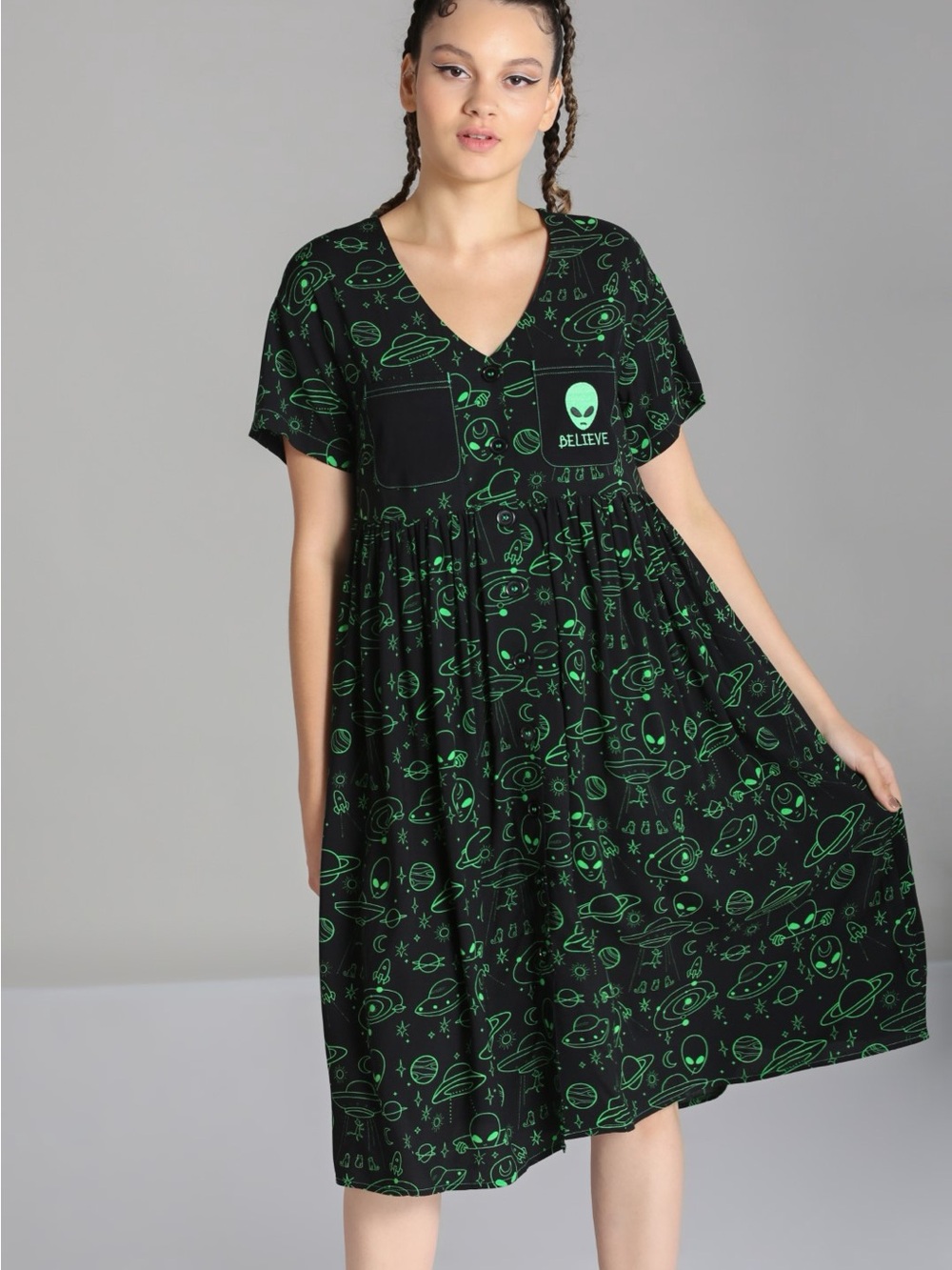 Hell Bunny Mulder Dress Alien print